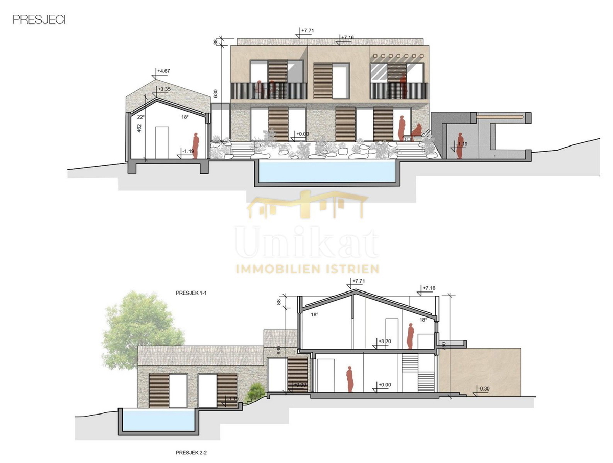 Vila s bazenom, obdana z naravo